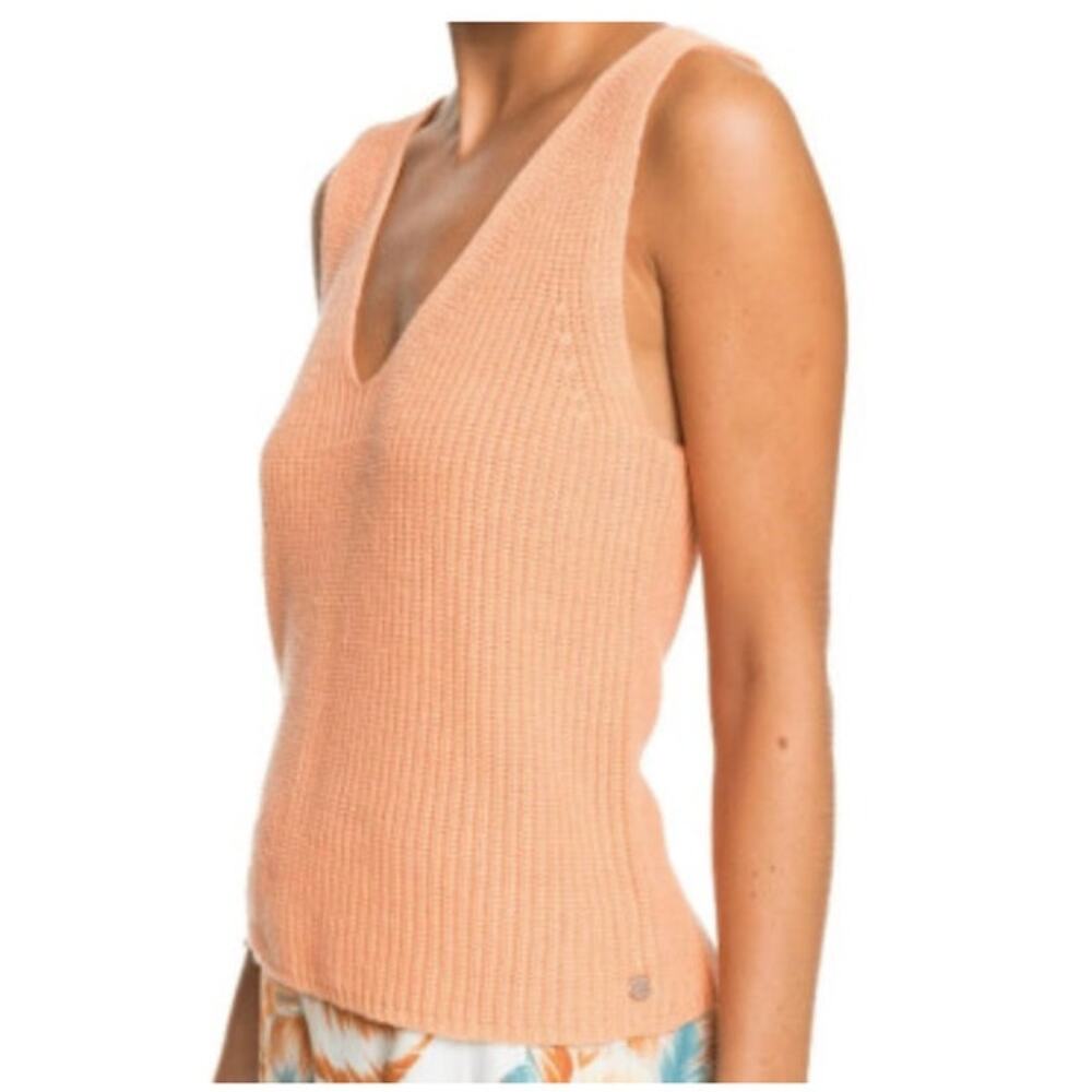 EUC WHITE Roxy Bright Place Sleeveless Sweater Tank Top White Ribbed Knit sz: M